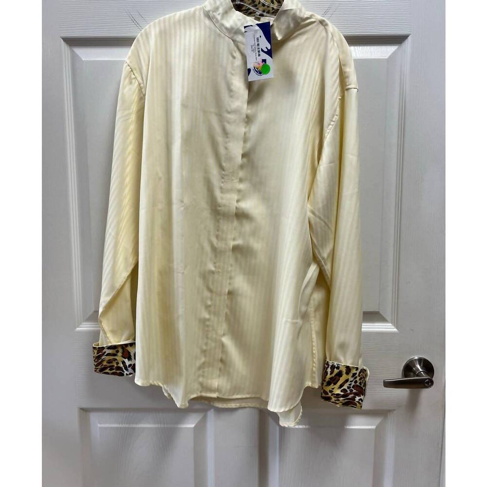 NEW ROYAL HIGHNESS EQUESTRIAN women's coolmax herringbone show shirt in yellow